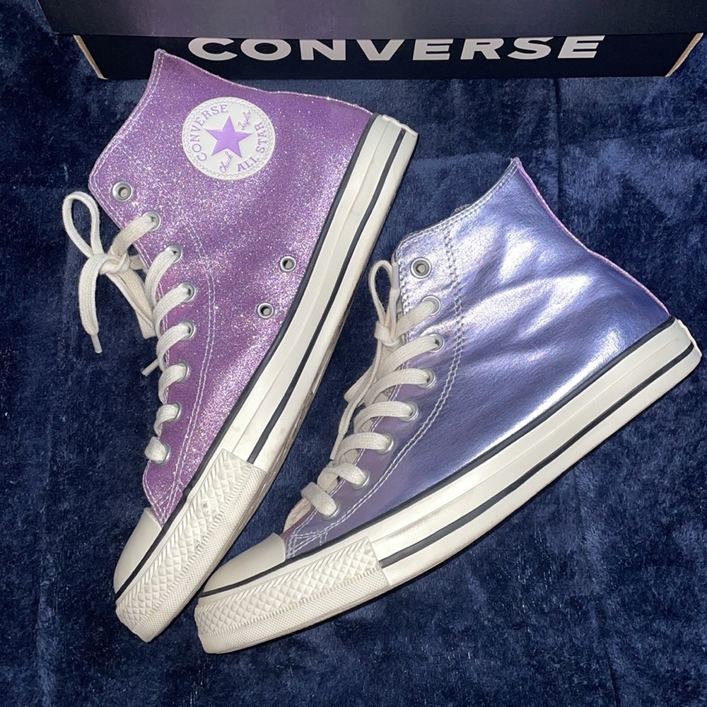 Rare Purple Glitter and Metallic Glam Hightop Converse